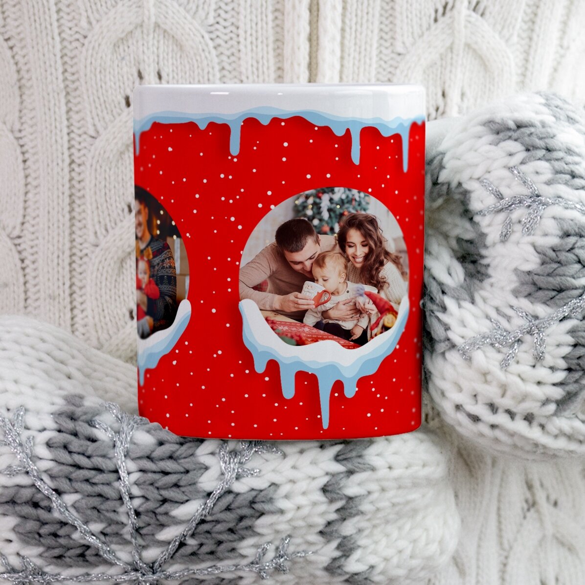 Taza personalizada con 3 fotos - Nieve