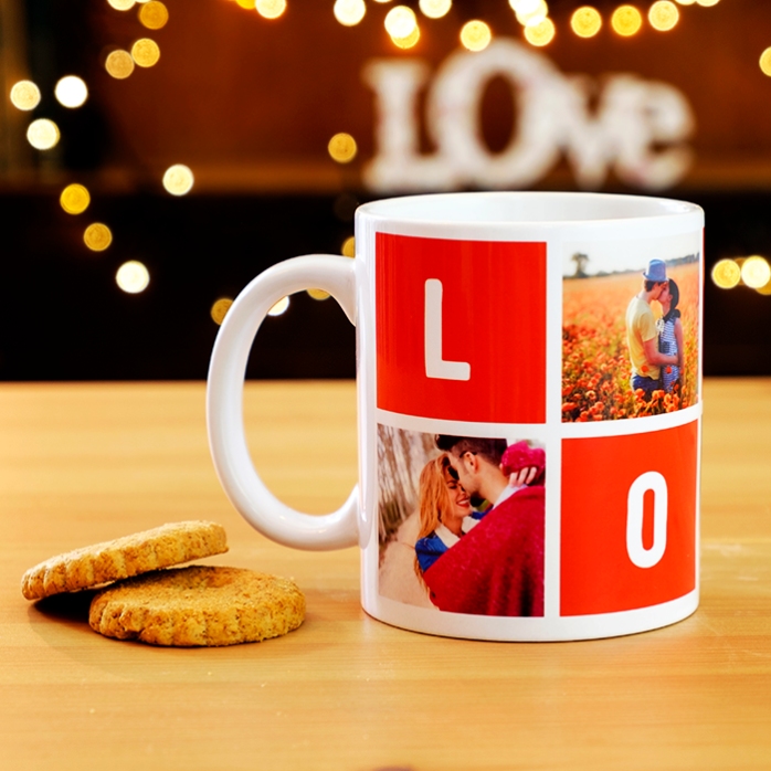 Taza personalizada con 4 fotos de «love»