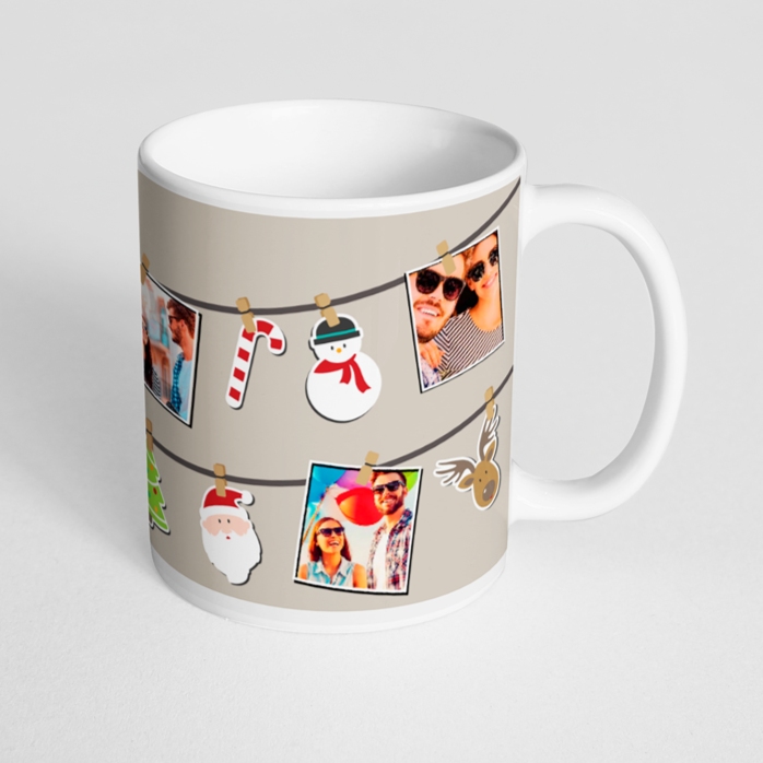 Taza personalizada con 4 fotos - modelo navideño