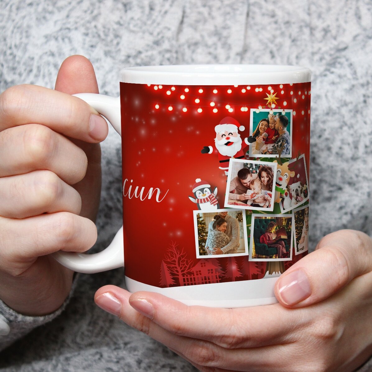 Taza personalizada con 5 fotos - Los amigos de Papá Noel