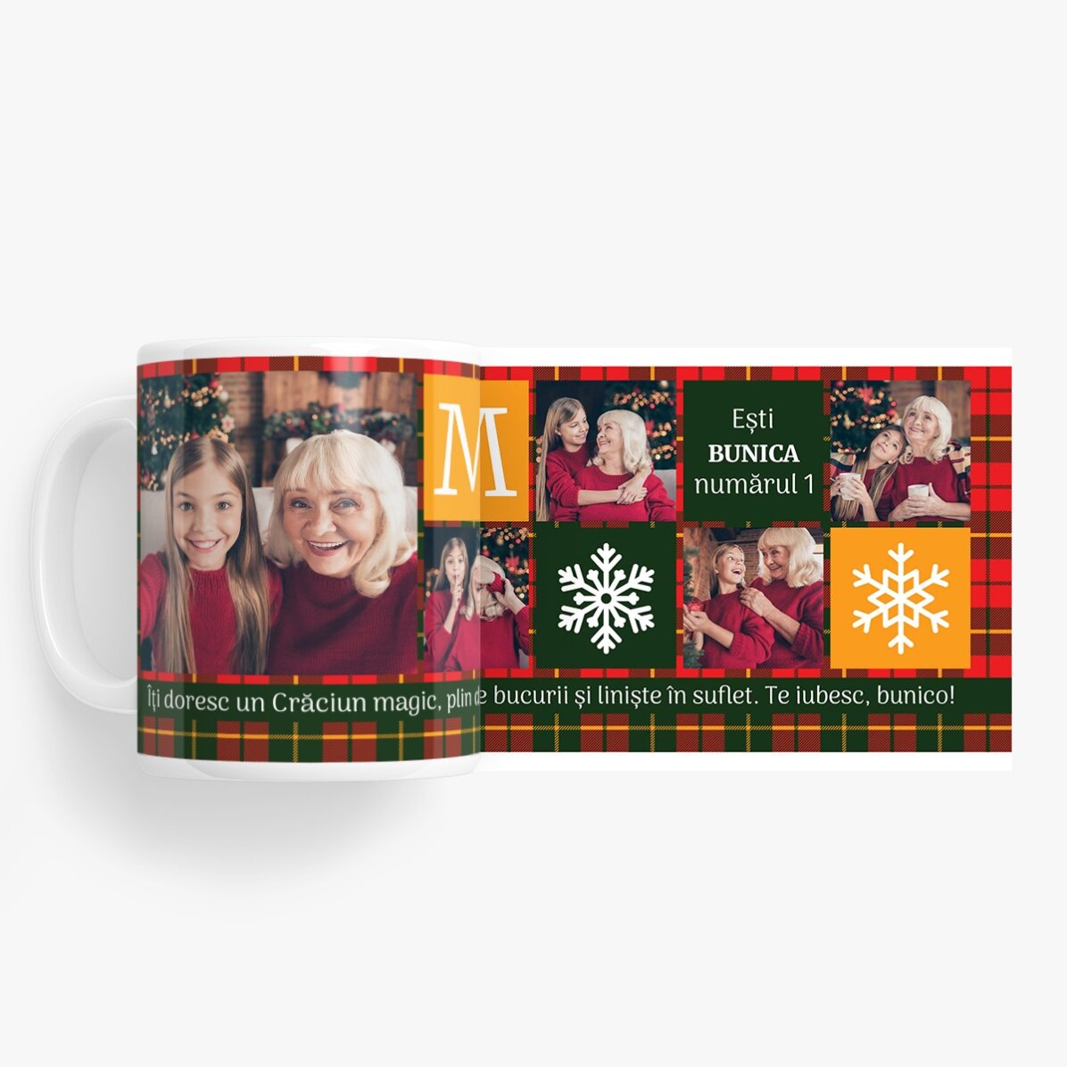 Taza personalizada con 5 fotos y texto - Con aire navideño