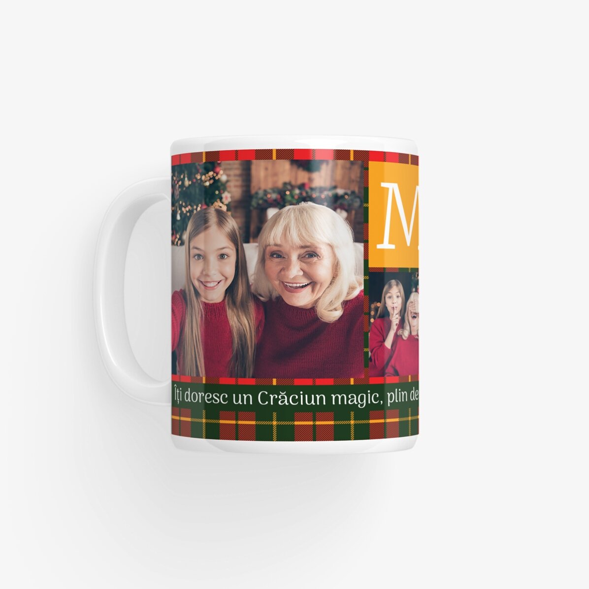 Taza personalizada con 5 fotos y texto - Con aire navideño