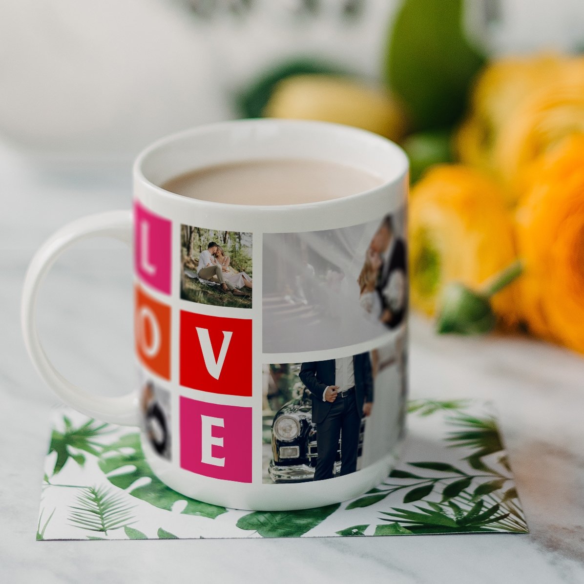Taza personalizada con 6 fotos de amor
