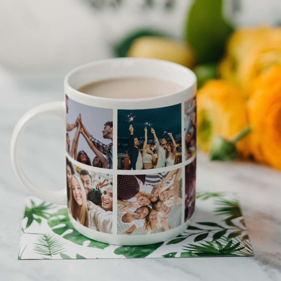 Taza personalizada con 6 fotos y un mensaje