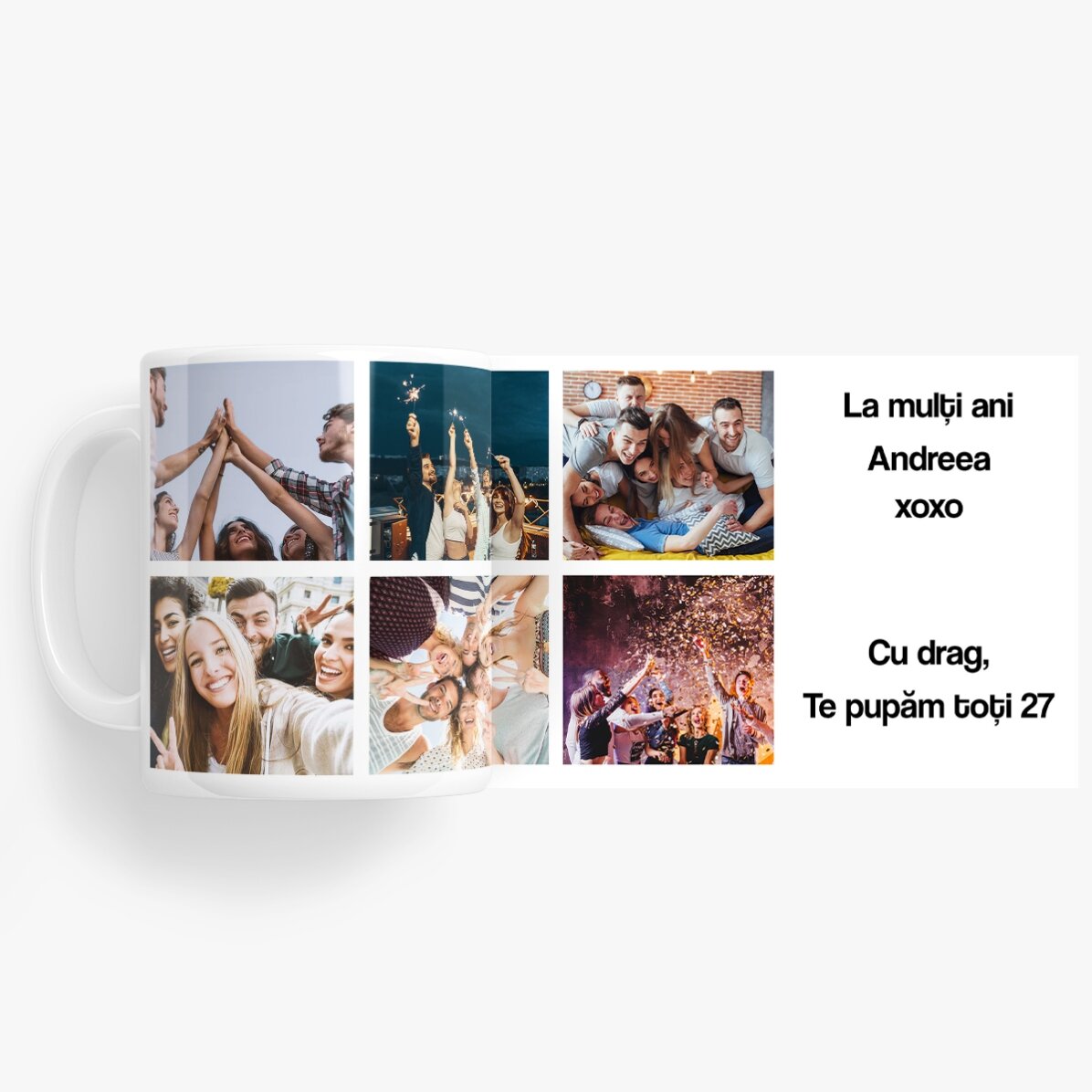 Taza personalizada con 6 fotos y un mensaje