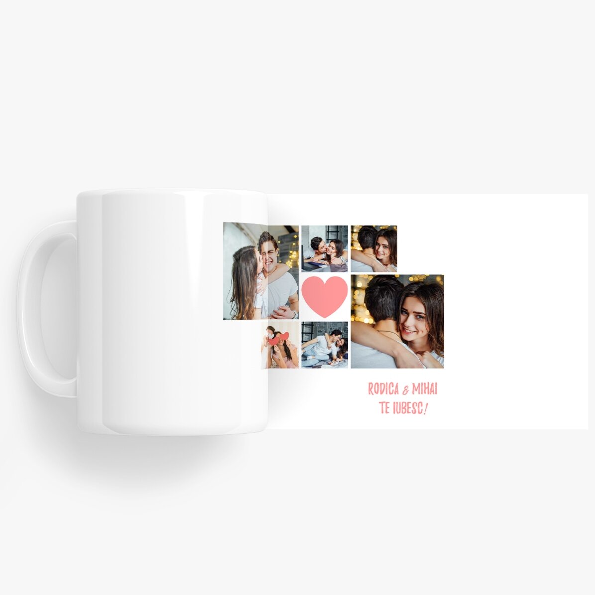 Taza personalizada con 6 fotos y texto: «Momentos en pareja»