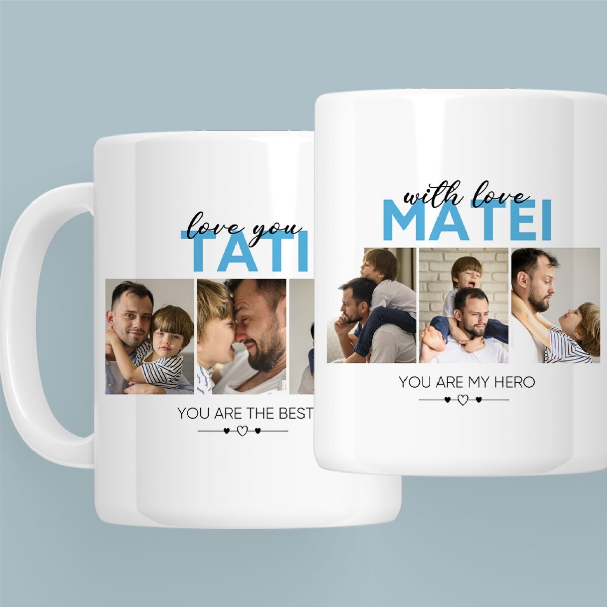 Taza personalizada con 6 fotos y texto - With love