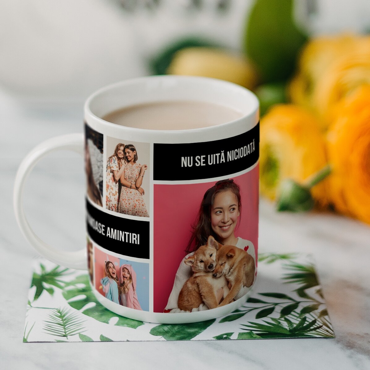 Taza personalizada con 8 fotos y texto: los recuerdos más bonitos