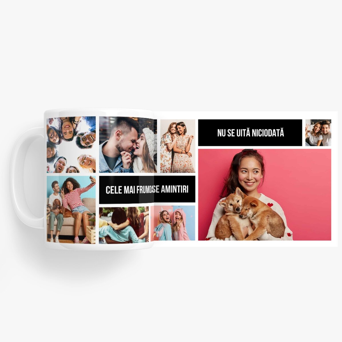 Taza personalizada con 8 fotos y texto: los recuerdos más bonitos