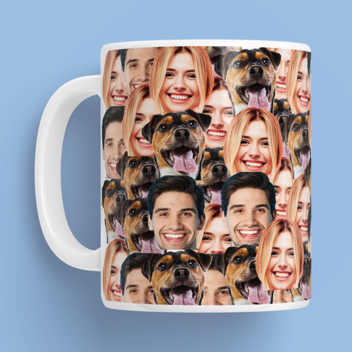 Taza personalizada con un collage de 3 fotos