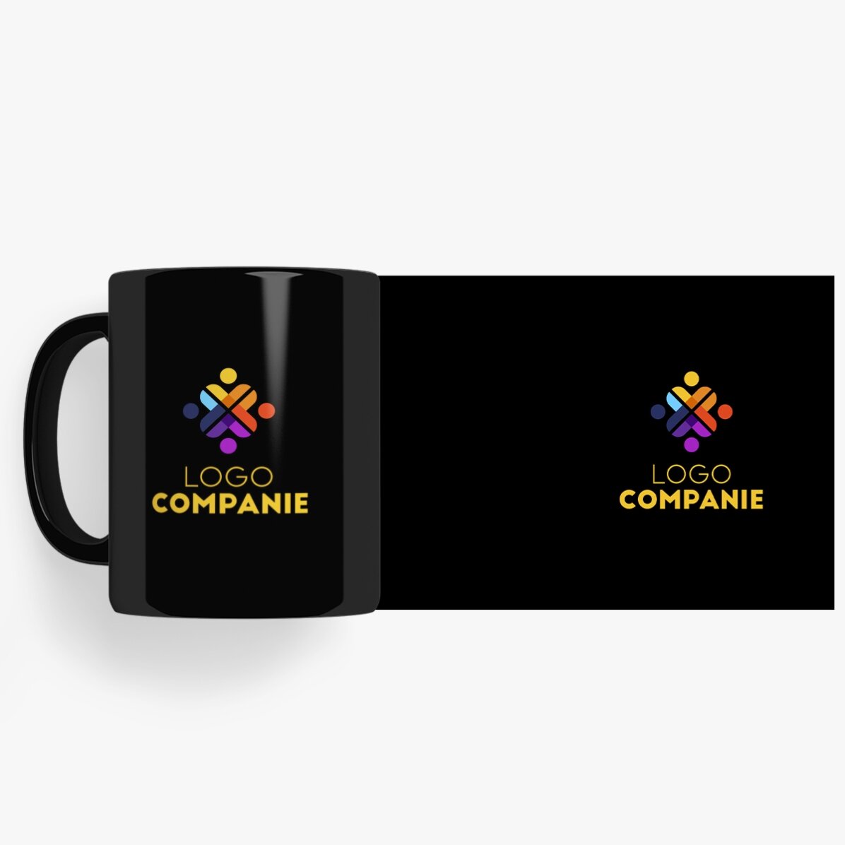 Taza personalizada con logotipo en ambos lados - fondo negro