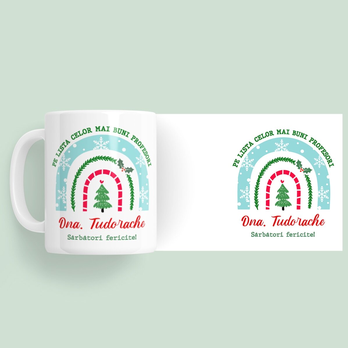 Taza personalizada con mensaje para profesores - Navidad