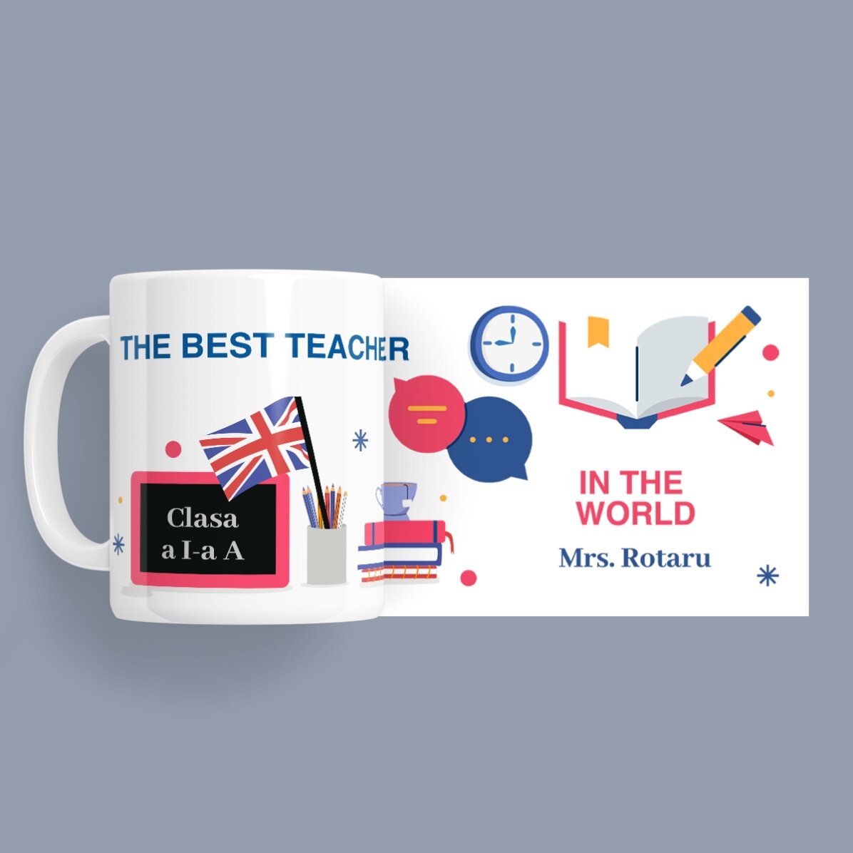 Taza personalizada con mensaje: «La profesora de inglés»