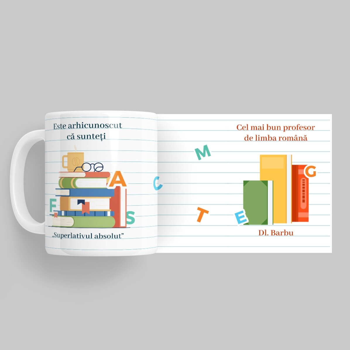 Taza personalizada con mensaje: «Profesor de rumano»