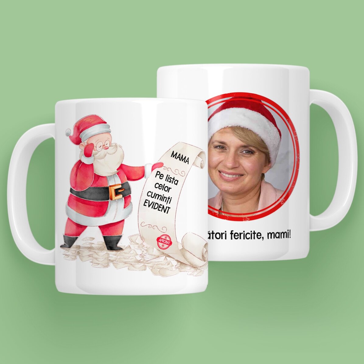 Taza personalizada con mensaje y foto - La lista de Papá Noel