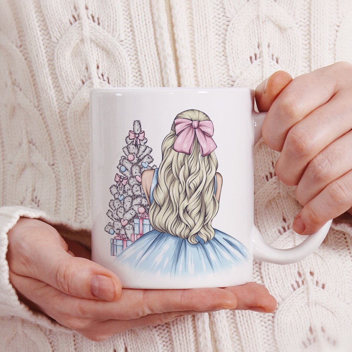 Taza personalizada con nombre - Christmas Princess Blue
