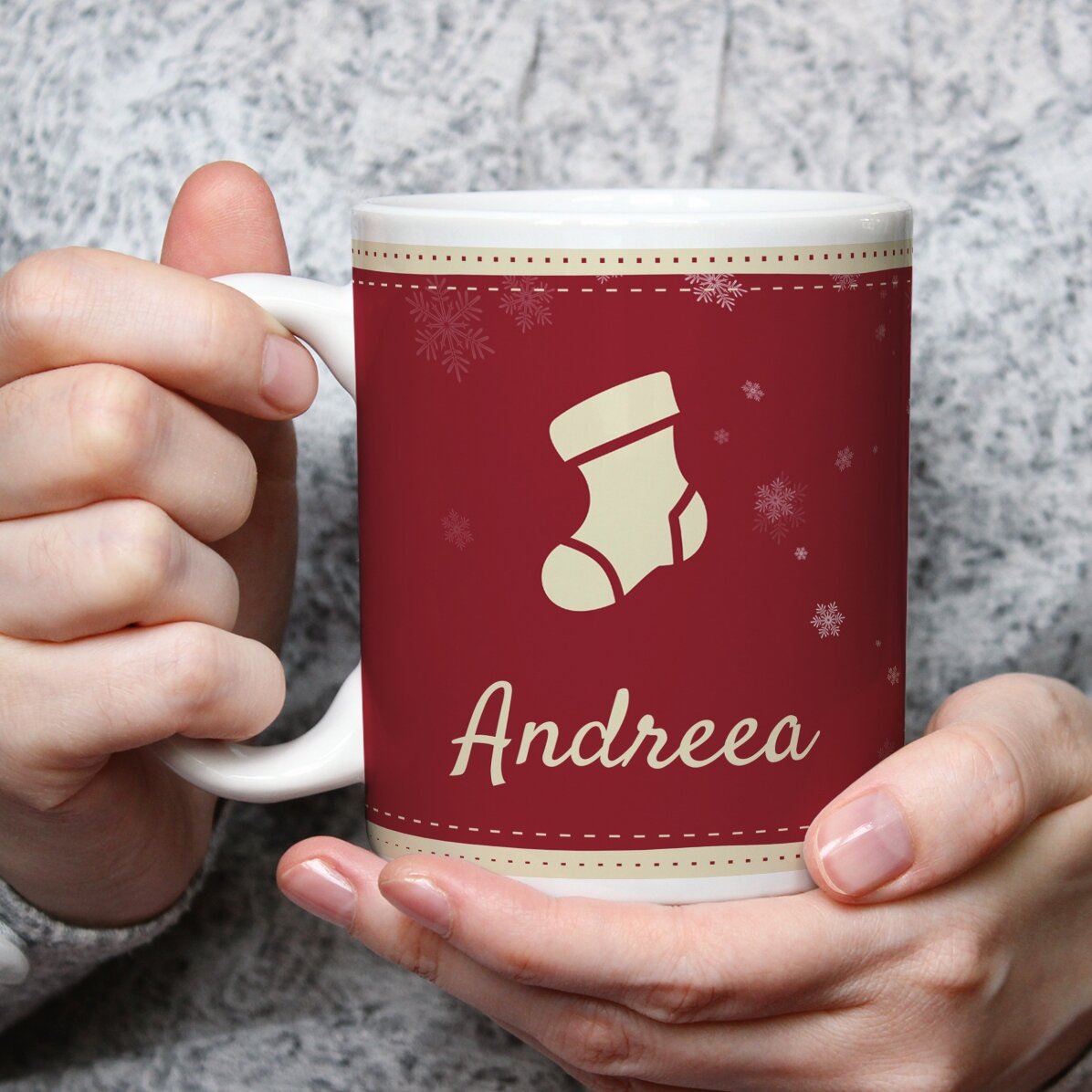 Taza personalizada con nombre de Navidad