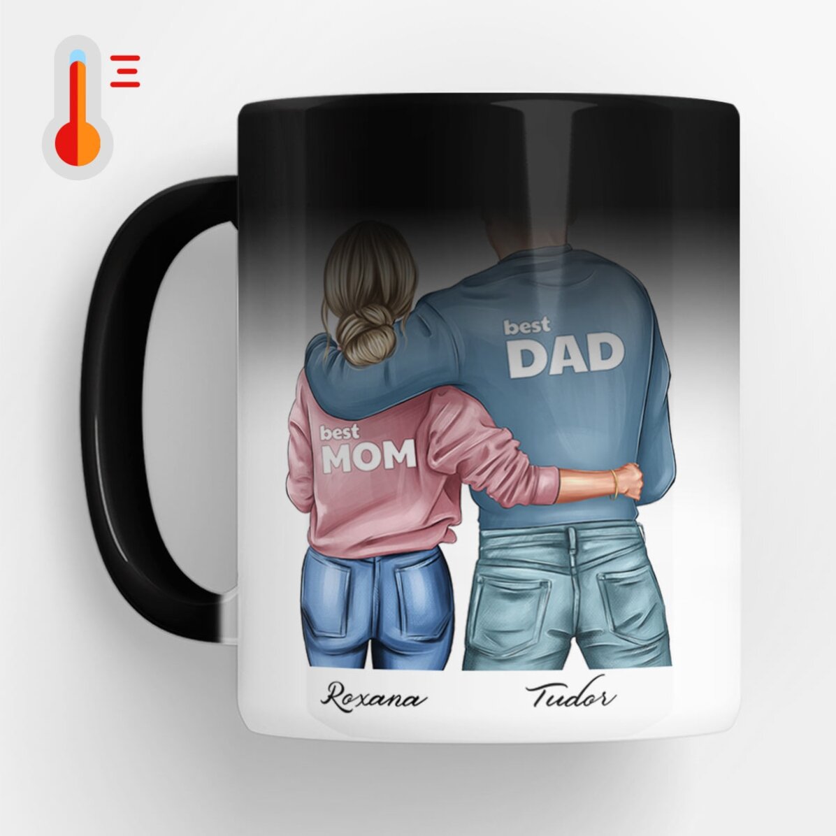 Taza personalizada con nombre - Mamá y papá