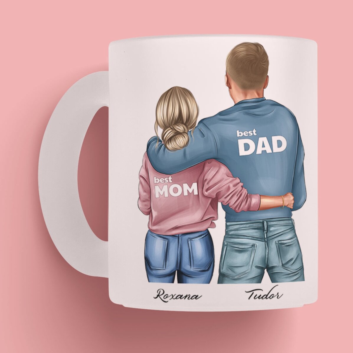 Taza personalizada con nombre - Mamá y papá