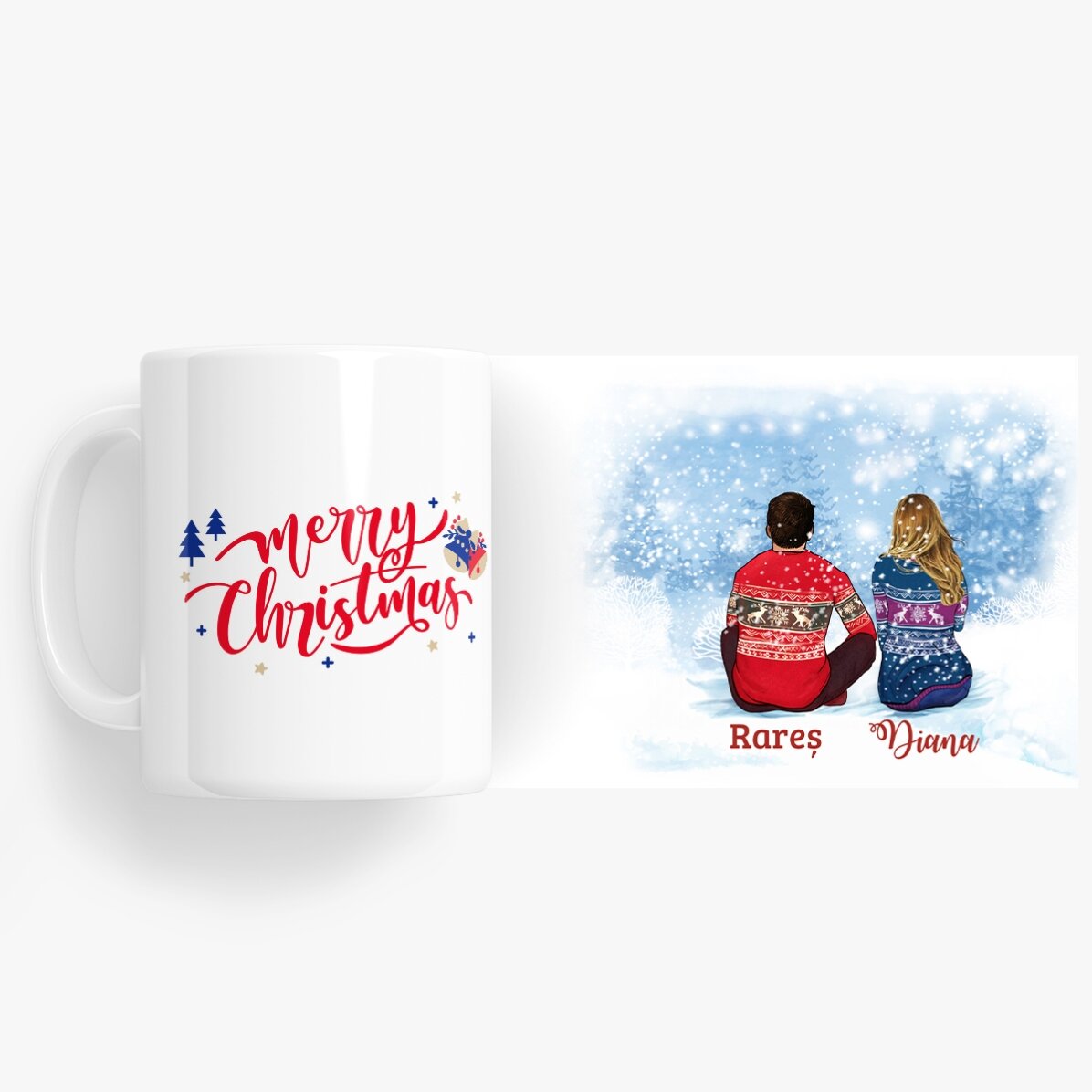 Taza personalizada con el nombre de la pareja - Feliz Navidad