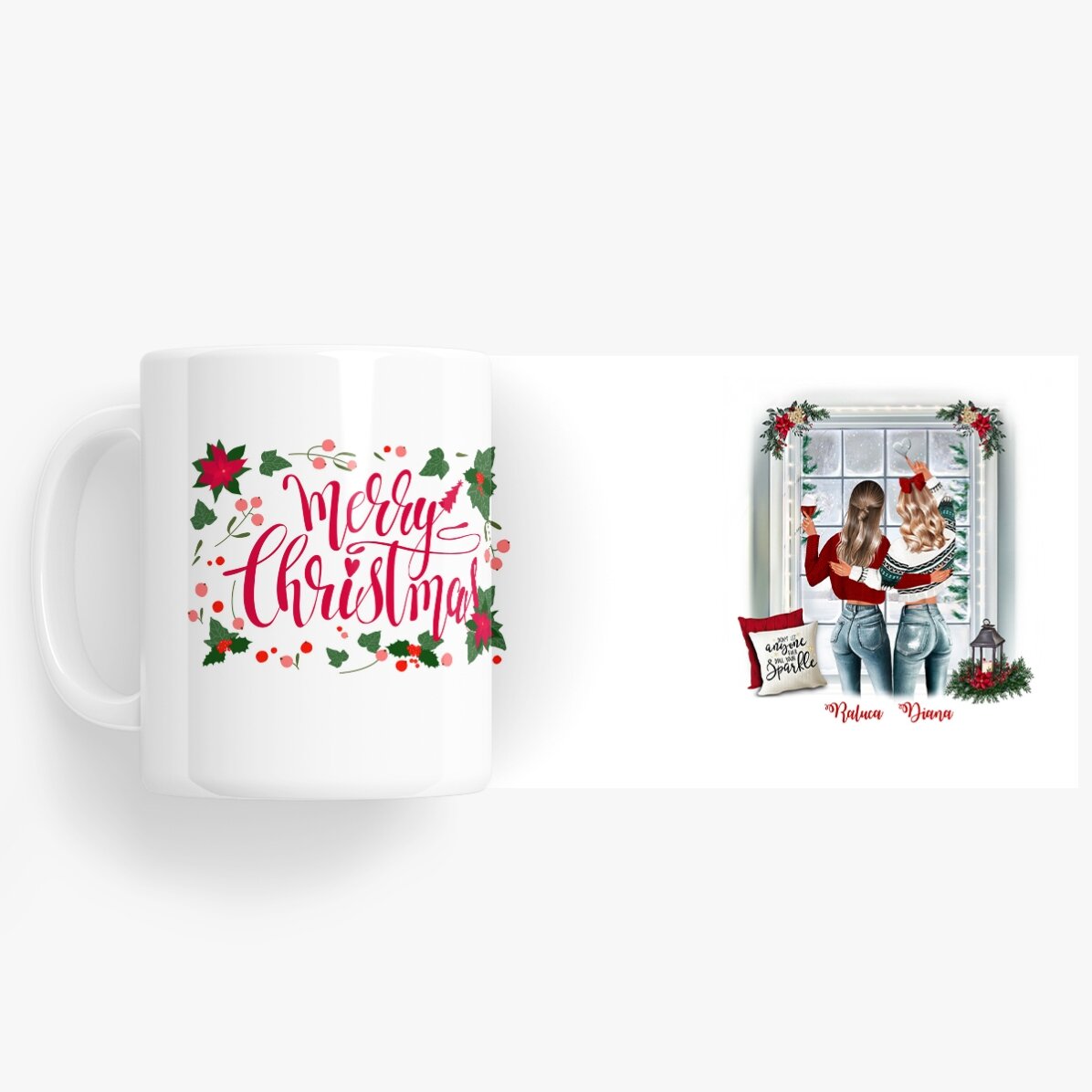 Taza personalizada con nombre para amigos - Feliz Navidad