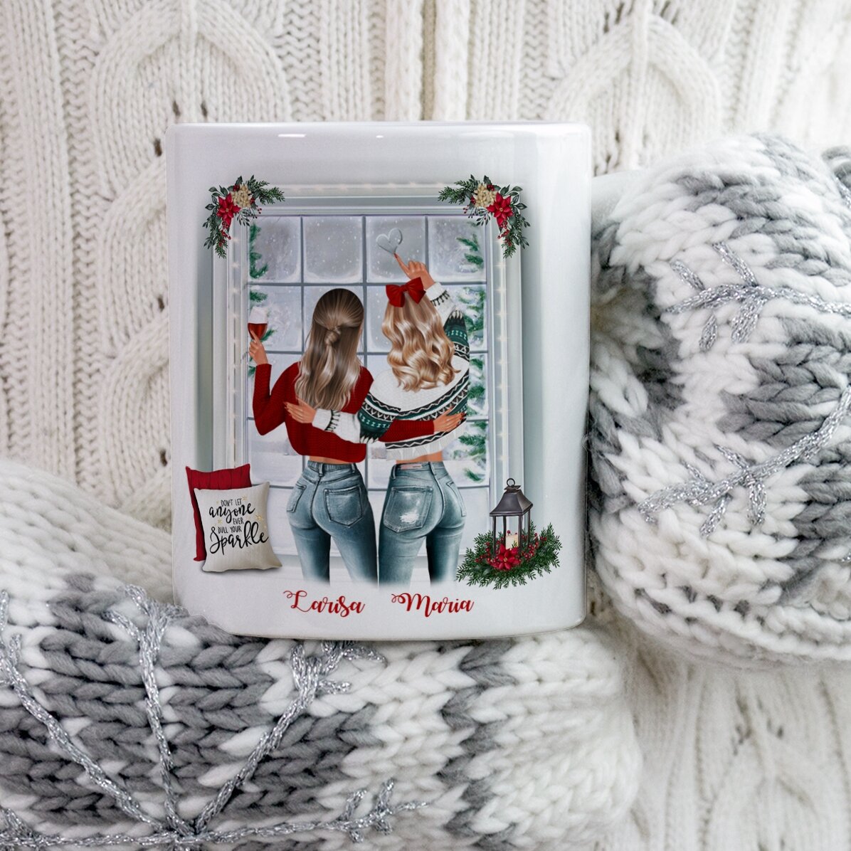 Taza personalizada con nombre para amigos - Feliz Navidad