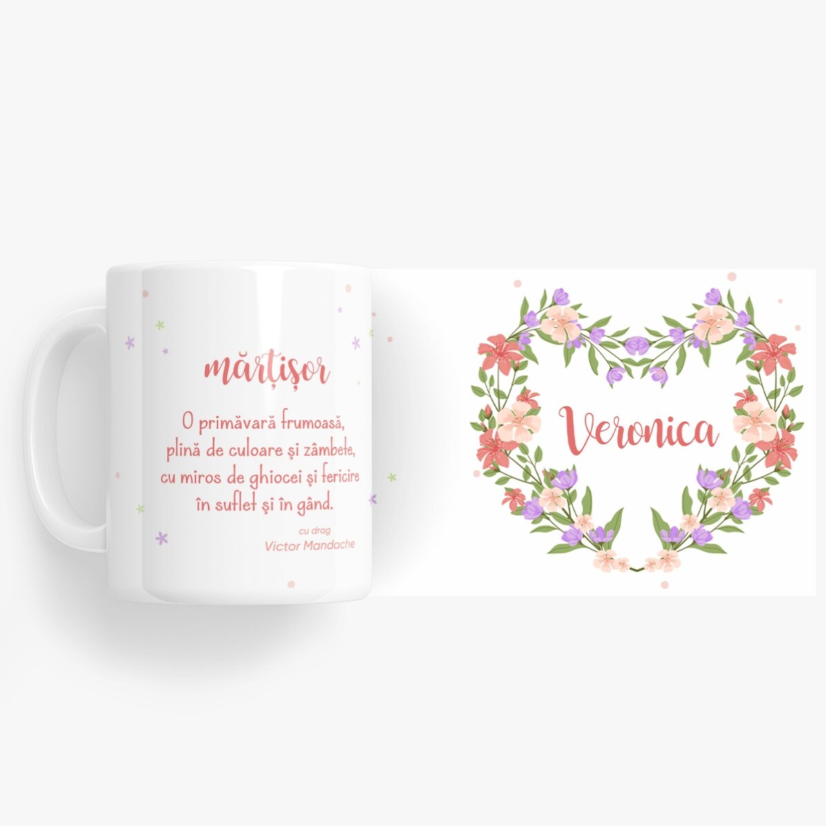 Taza personalizada con nombre y mensaje: ¡Qué bonita primavera!