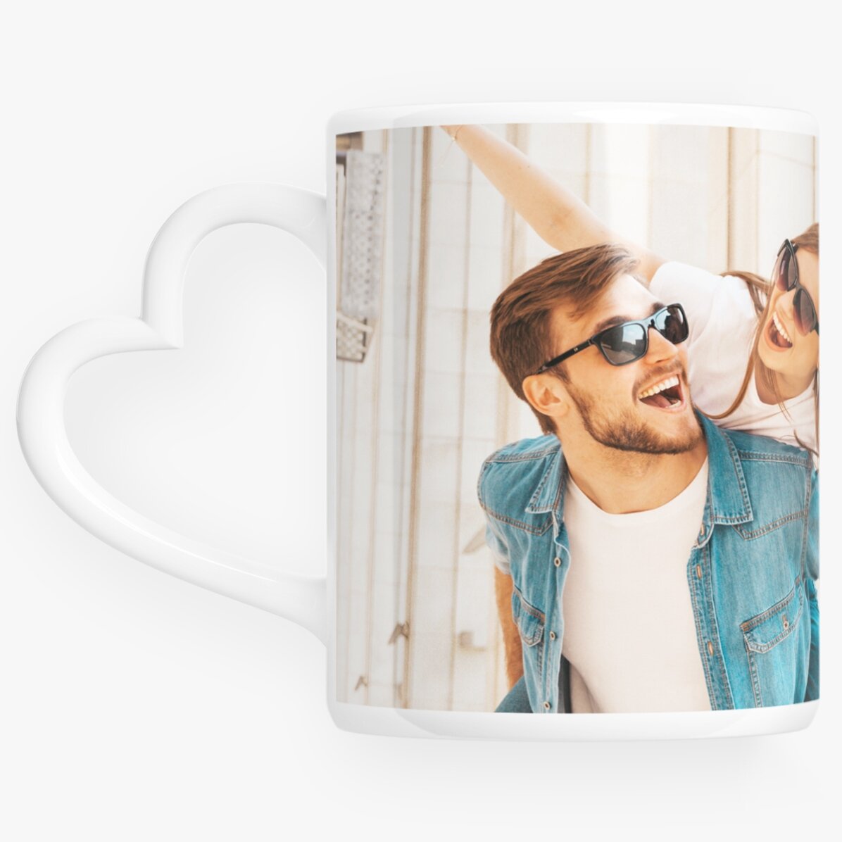 Taza personalizada con una foto en formato horizontal - modelo con asa en forma de corazón
