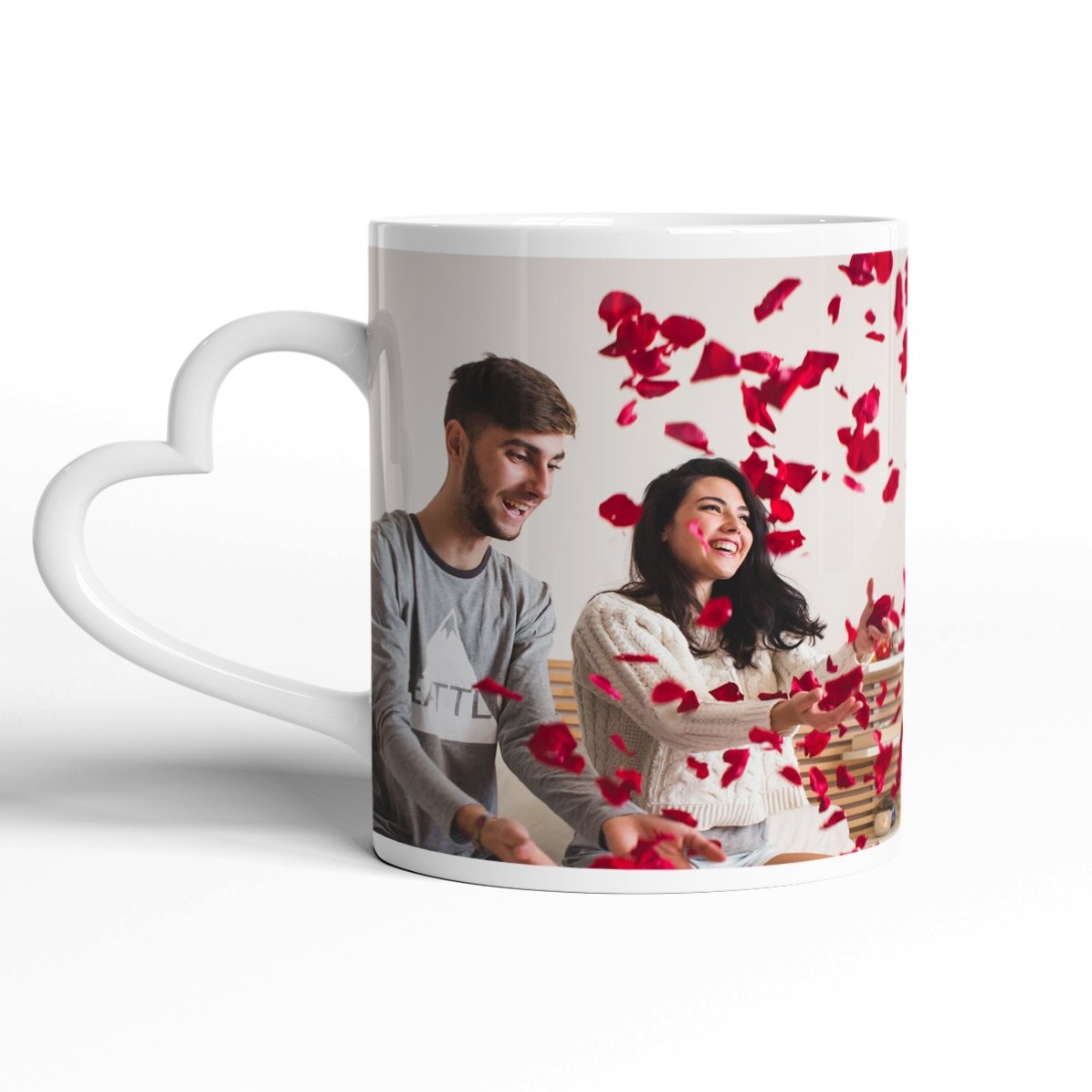 Taza personalizada con una foto en formato horizontal - modelo con asa en forma de corazón