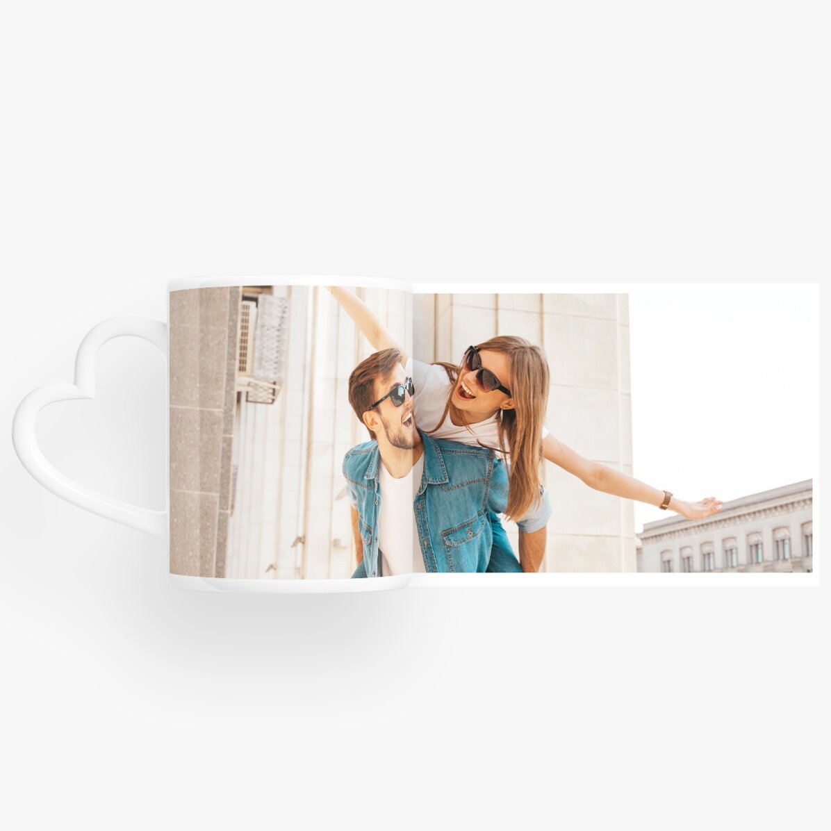 Taza personalizada con una foto en formato horizontal - modelo con asa en forma de corazón