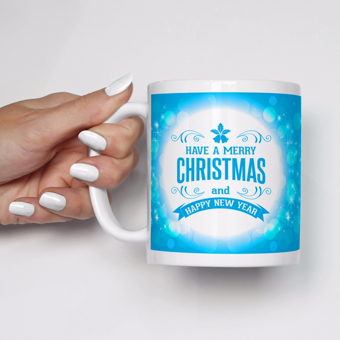 Taza personalizada con una foto: «Feliz Navidad y próspero Año Nuevo»