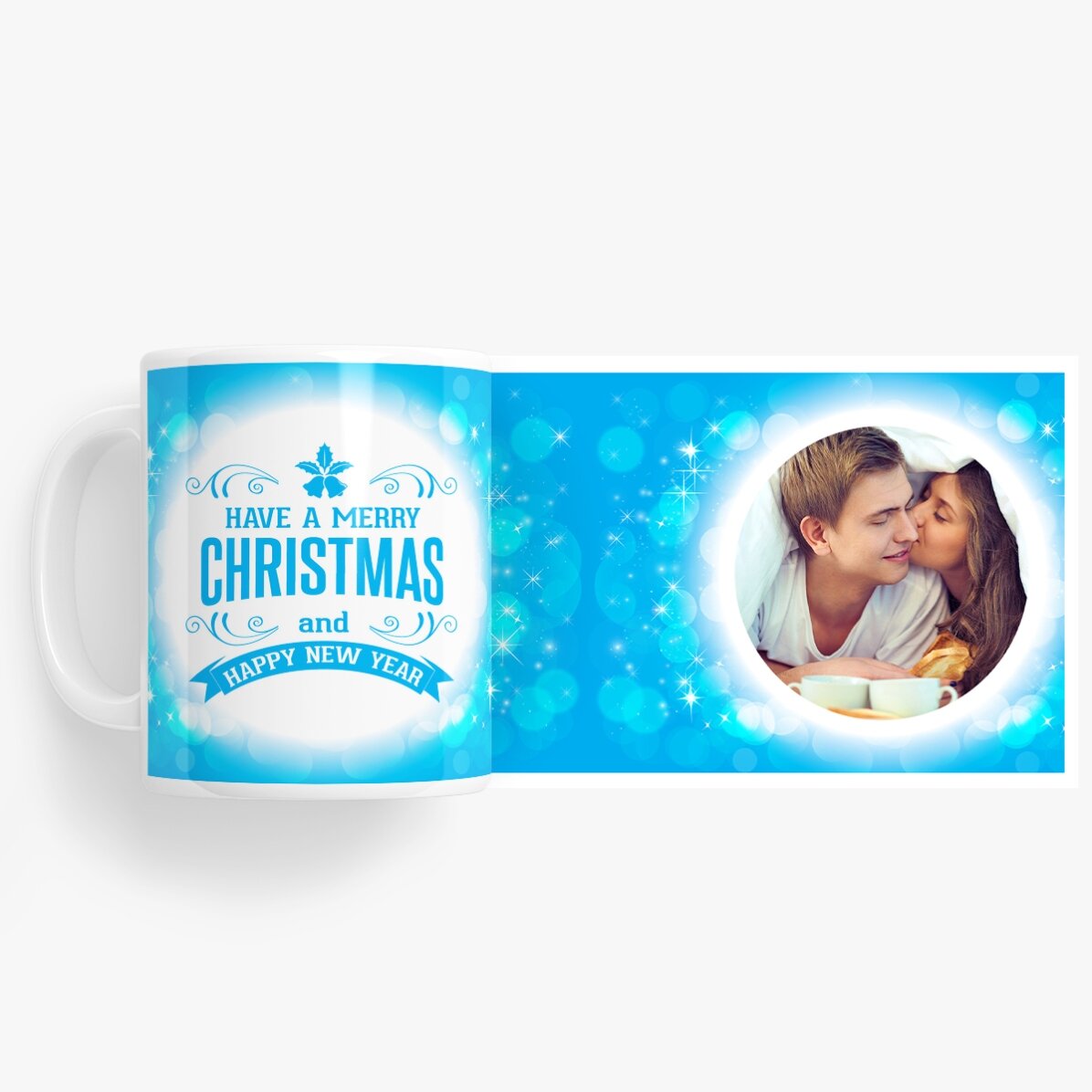 Taza personalizada con una foto: «Feliz Navidad y próspero Año Nuevo»
