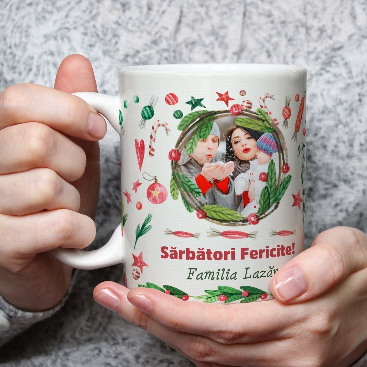 Personalised mug with photo and text - Christmas design