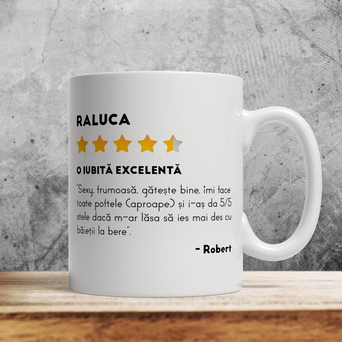Taza personalizada con una foto y un texto - Reseña