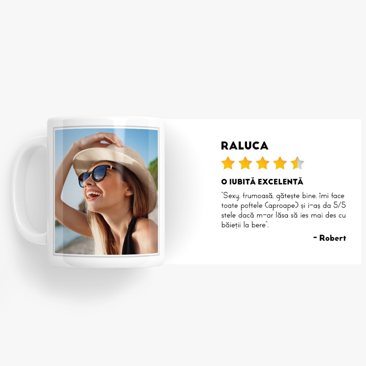 Taza personalizada con una foto y un texto - Reseña