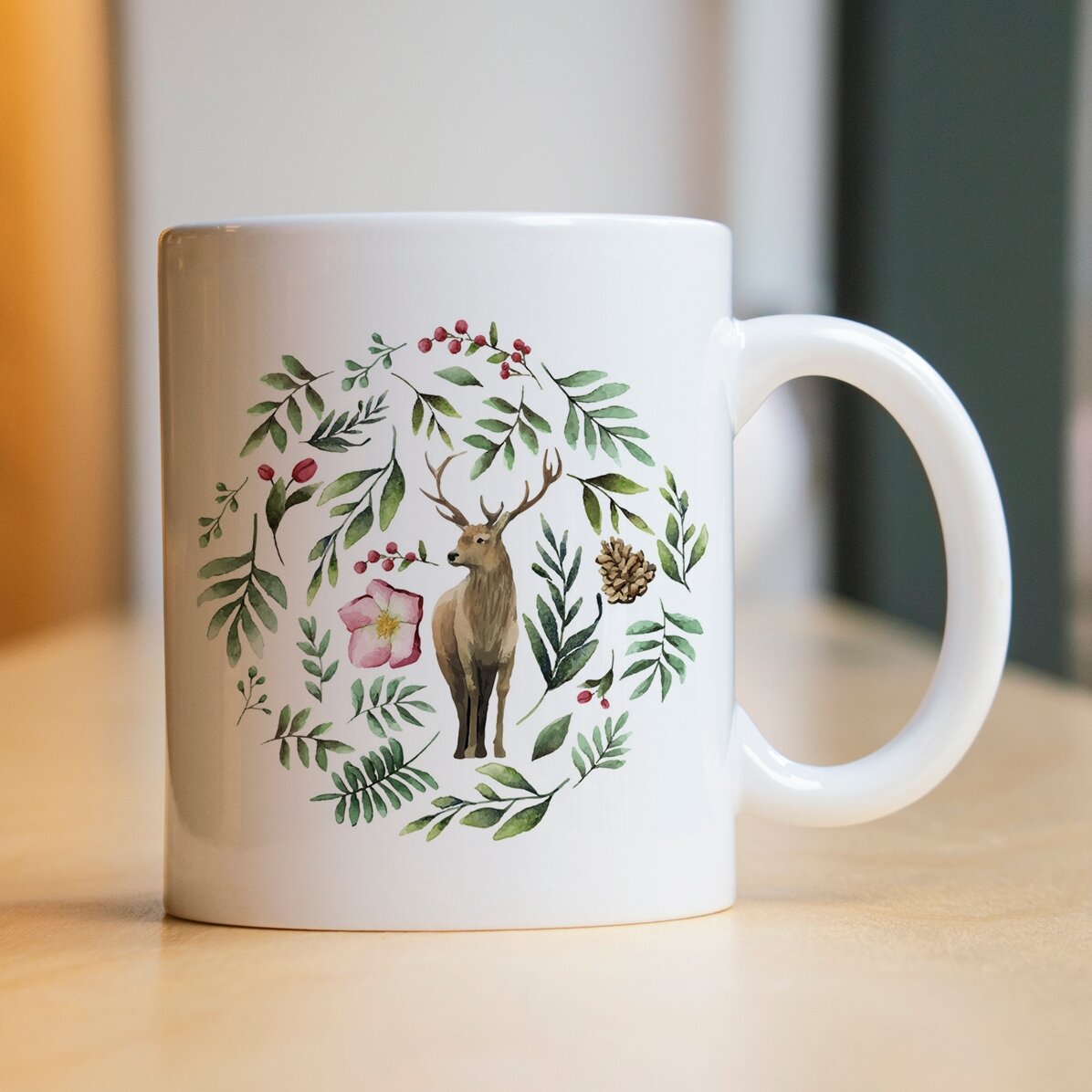 Taza personalizada con un reno para él - modelo navideño