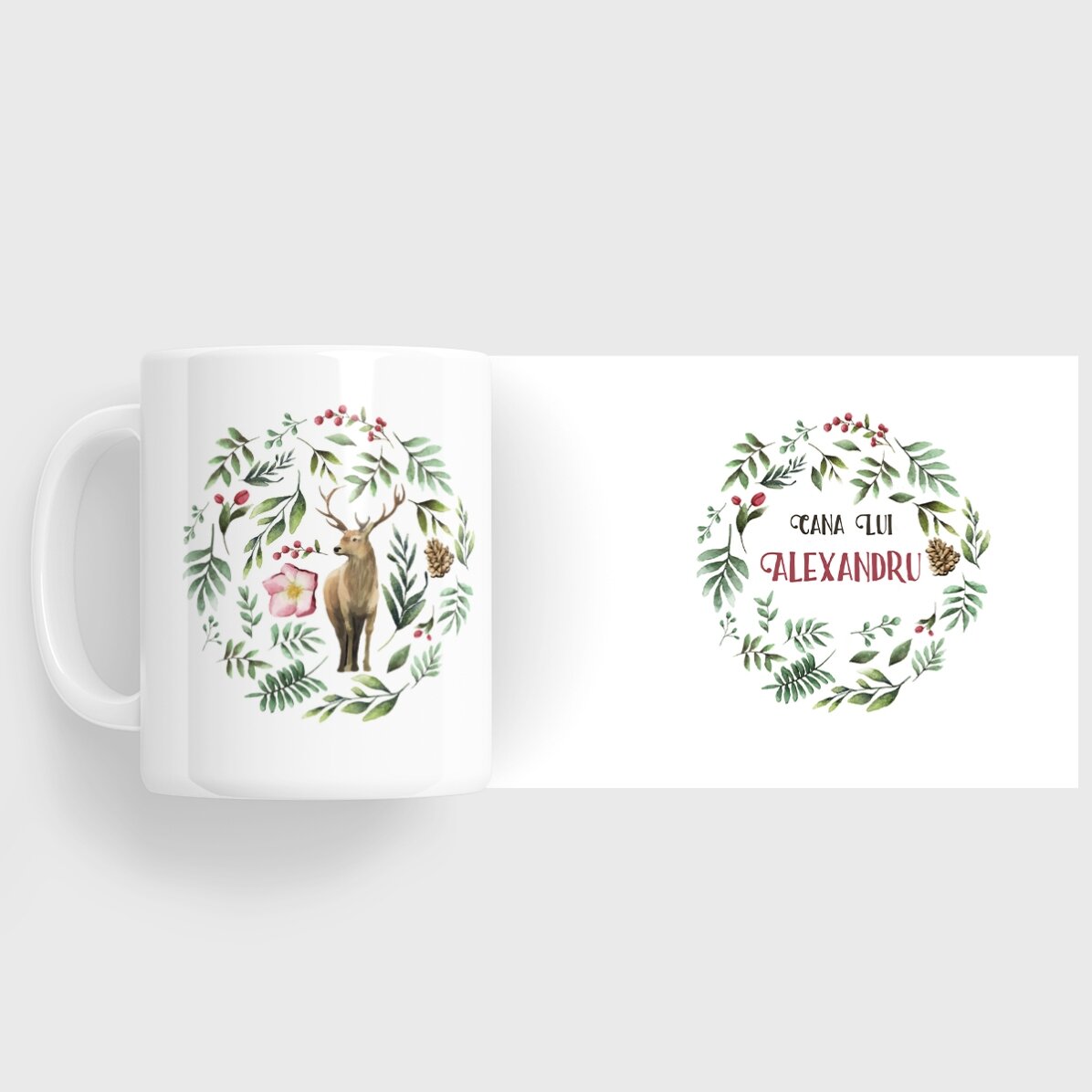 Taza personalizada con un reno para él - modelo navideño