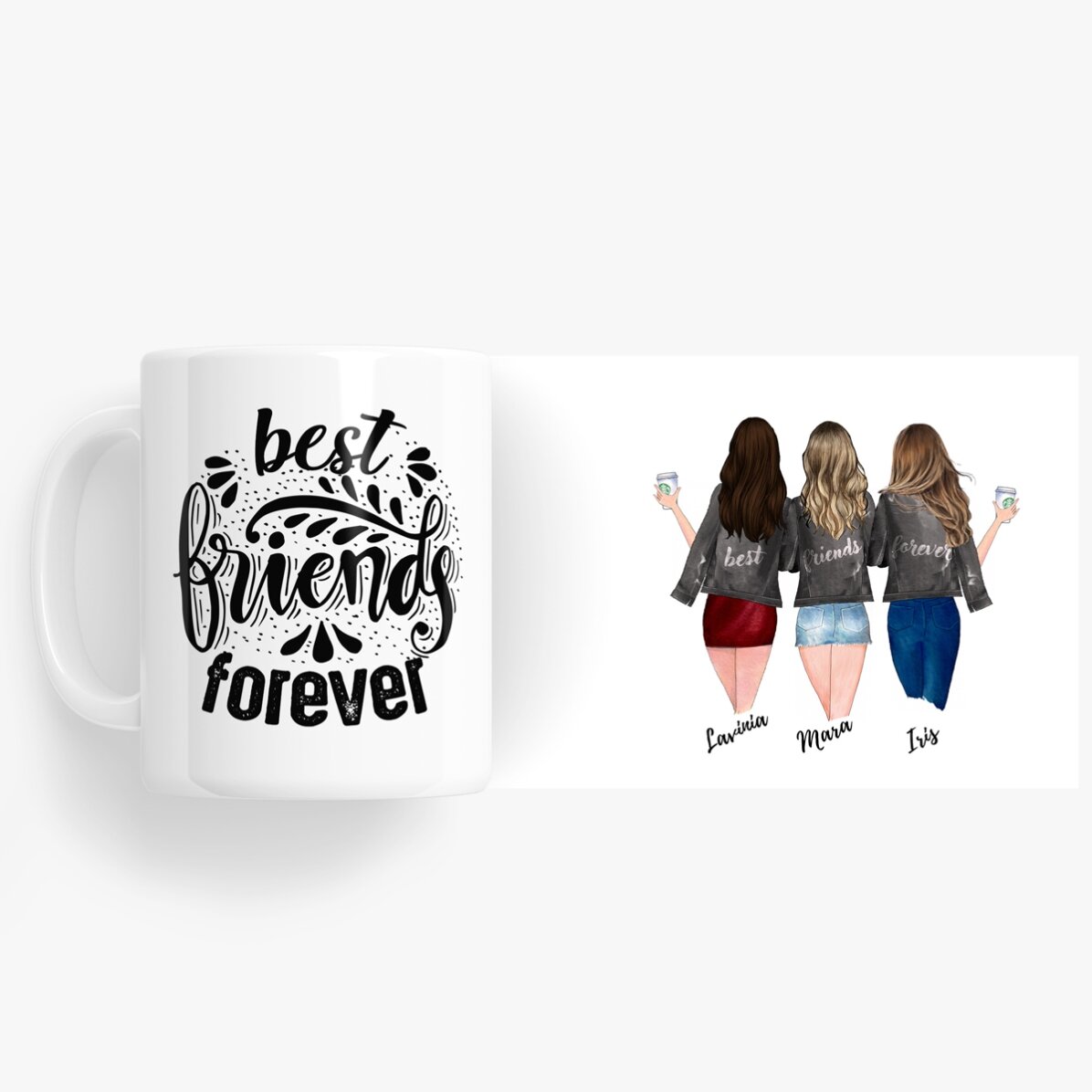 Taza personalizada con texto: «3 mejores amigos»