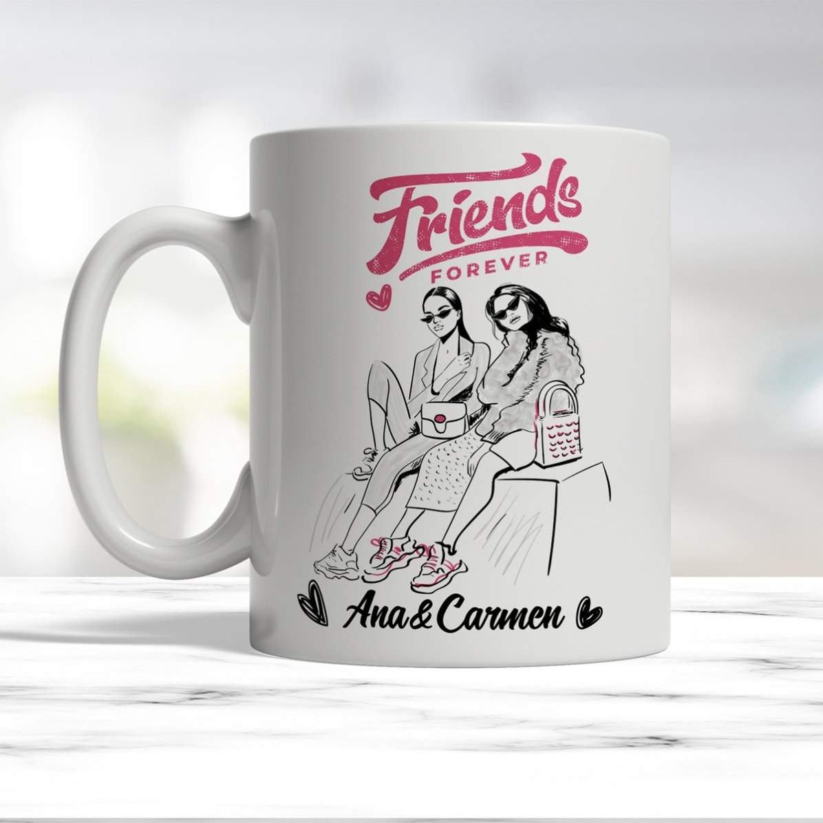 Taza personalizada con texto: «Best friends»