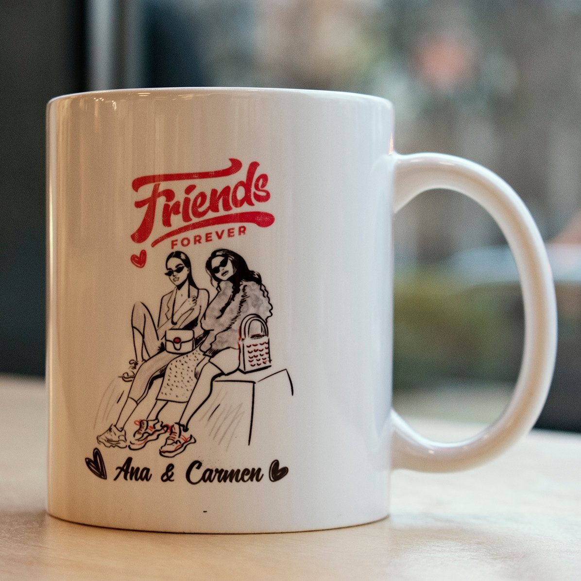 Taza personalizada con texto: «Best friends»