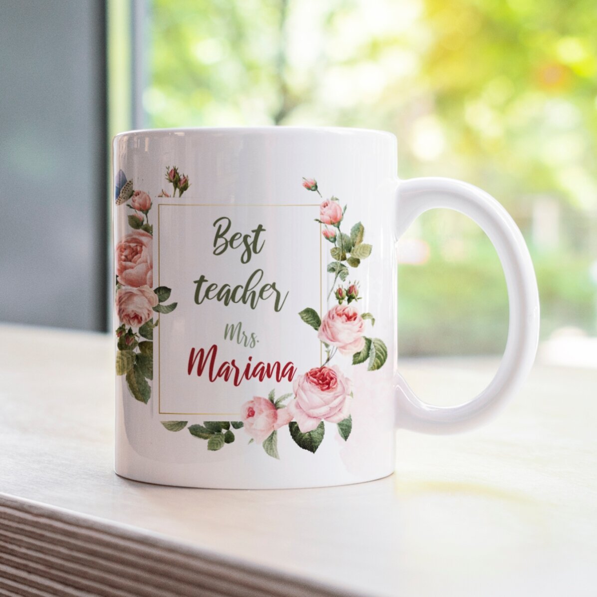 Taza personalizada con texto: «El mejor profesor»