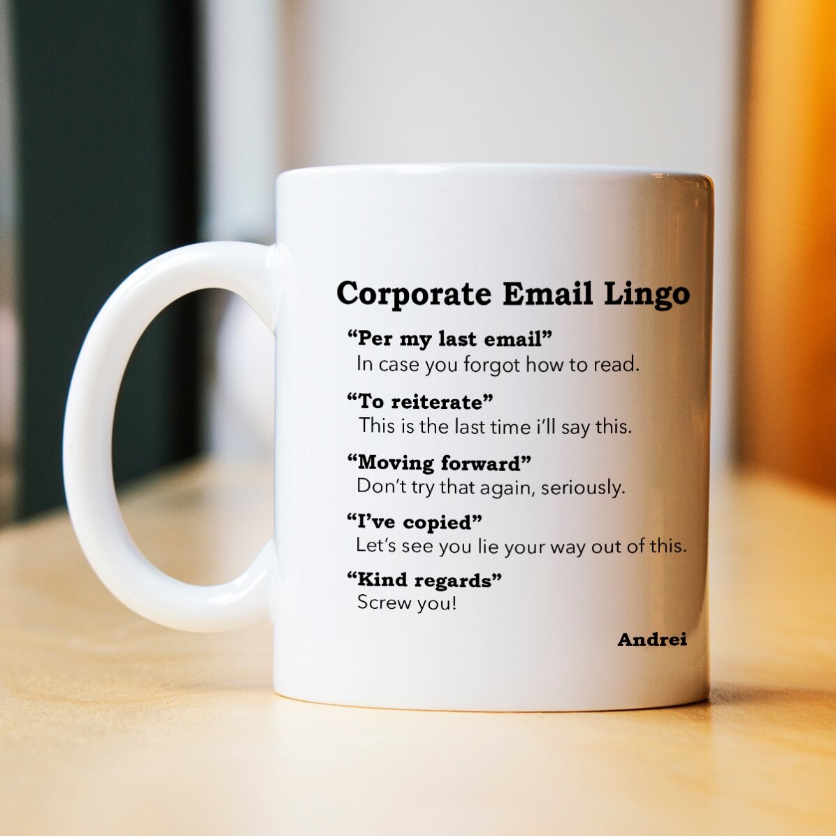 Taza personalizada con texto - Correo electrónico corporativo
