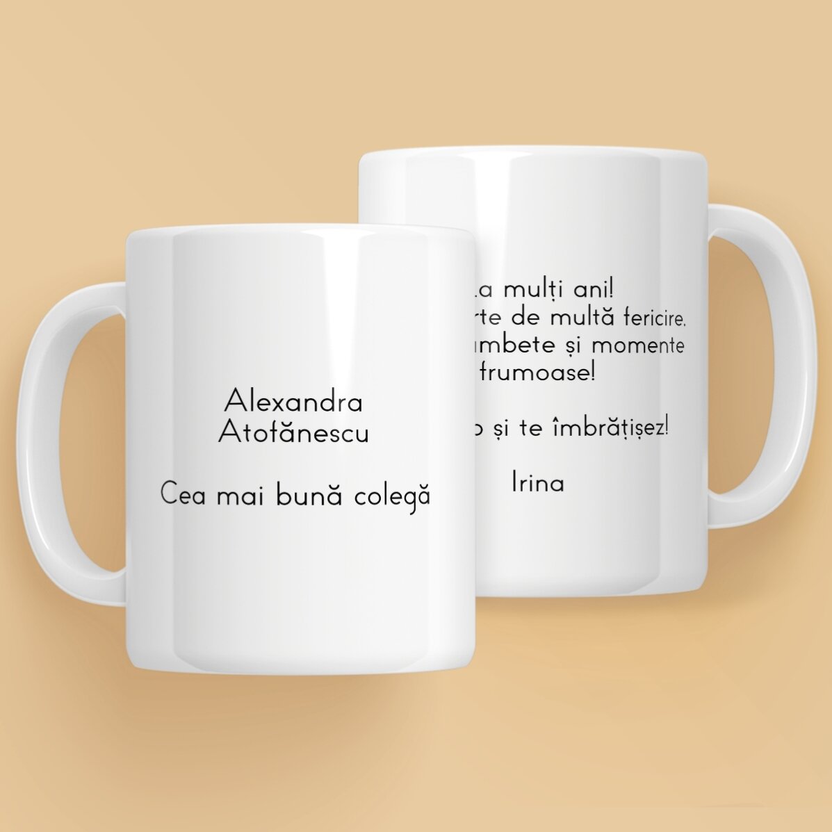 Taza personalizada con texto por ambos lados
