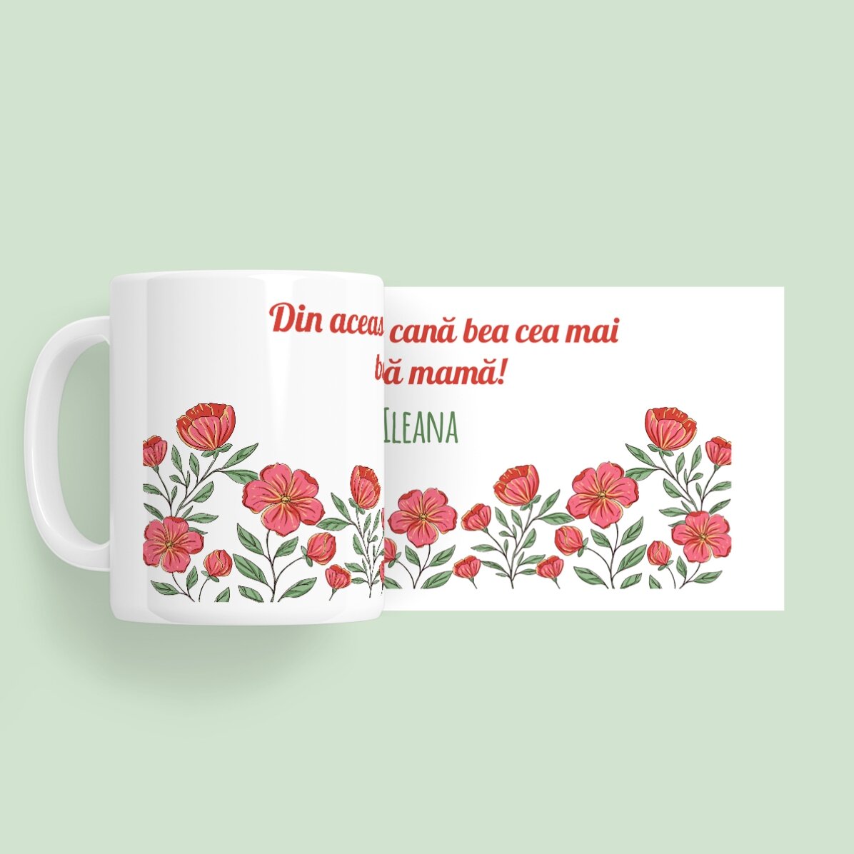 Taza personalizada con texto - Floral