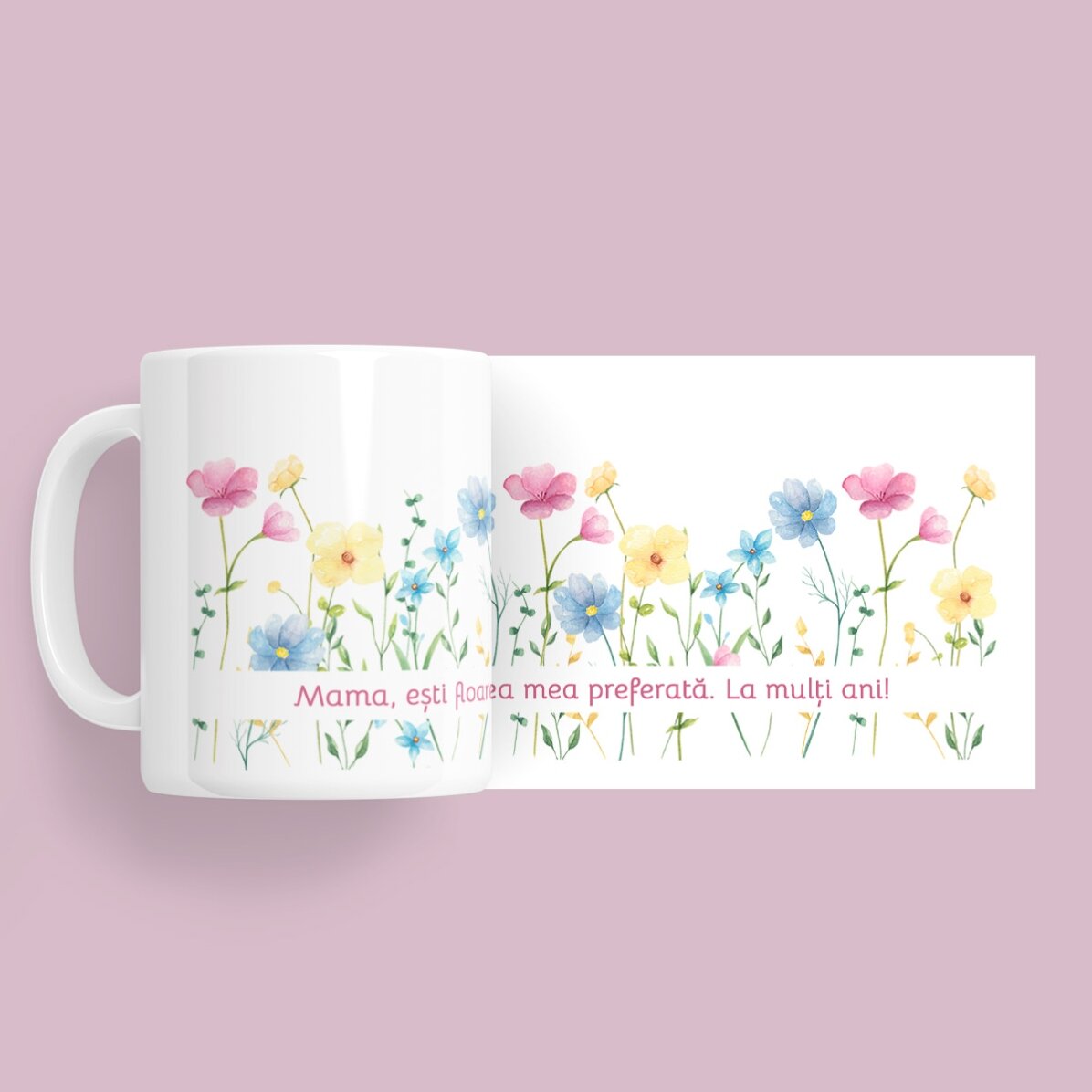 Personalised mug with text - Flowers