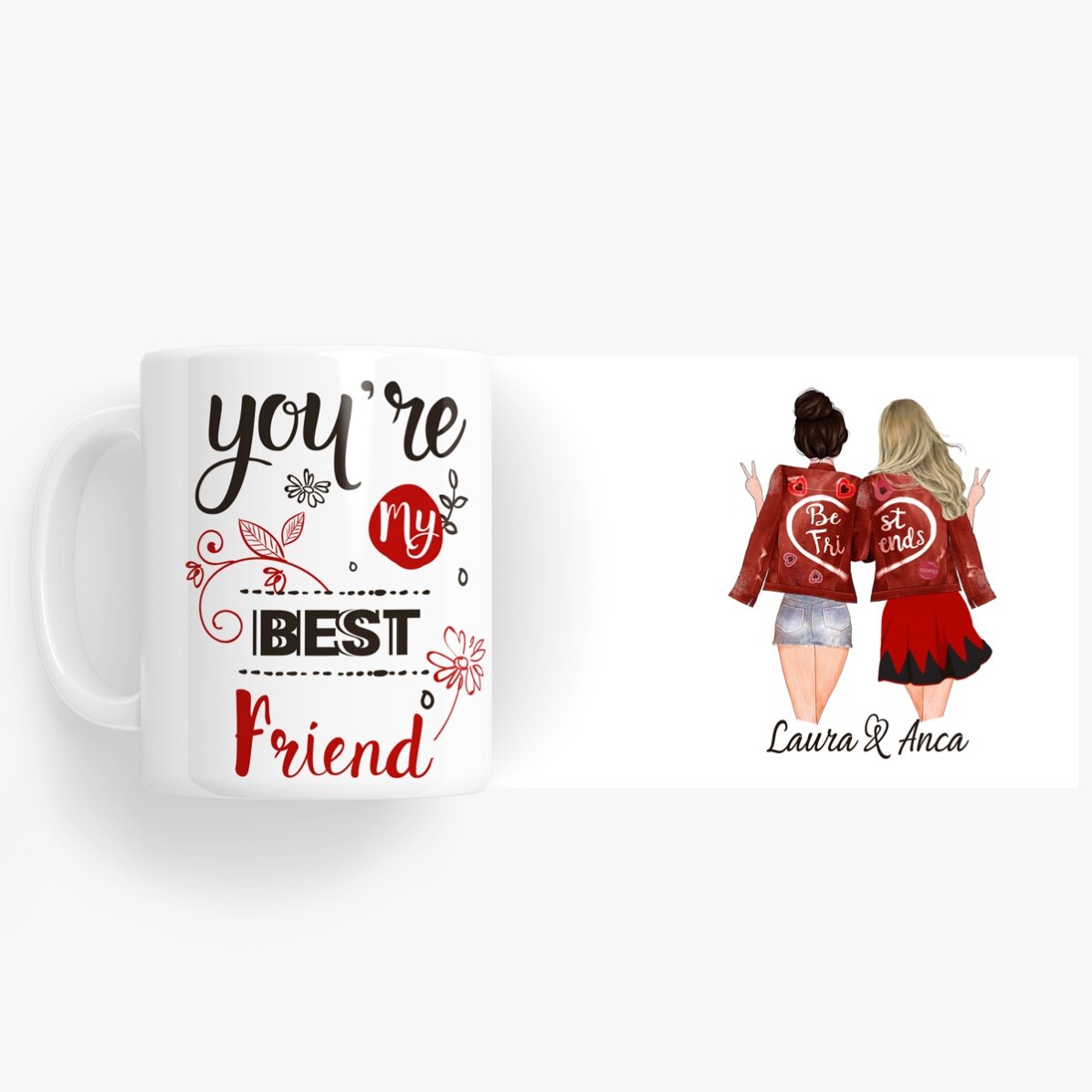 Taza personalizada con texto: «Friends forever»