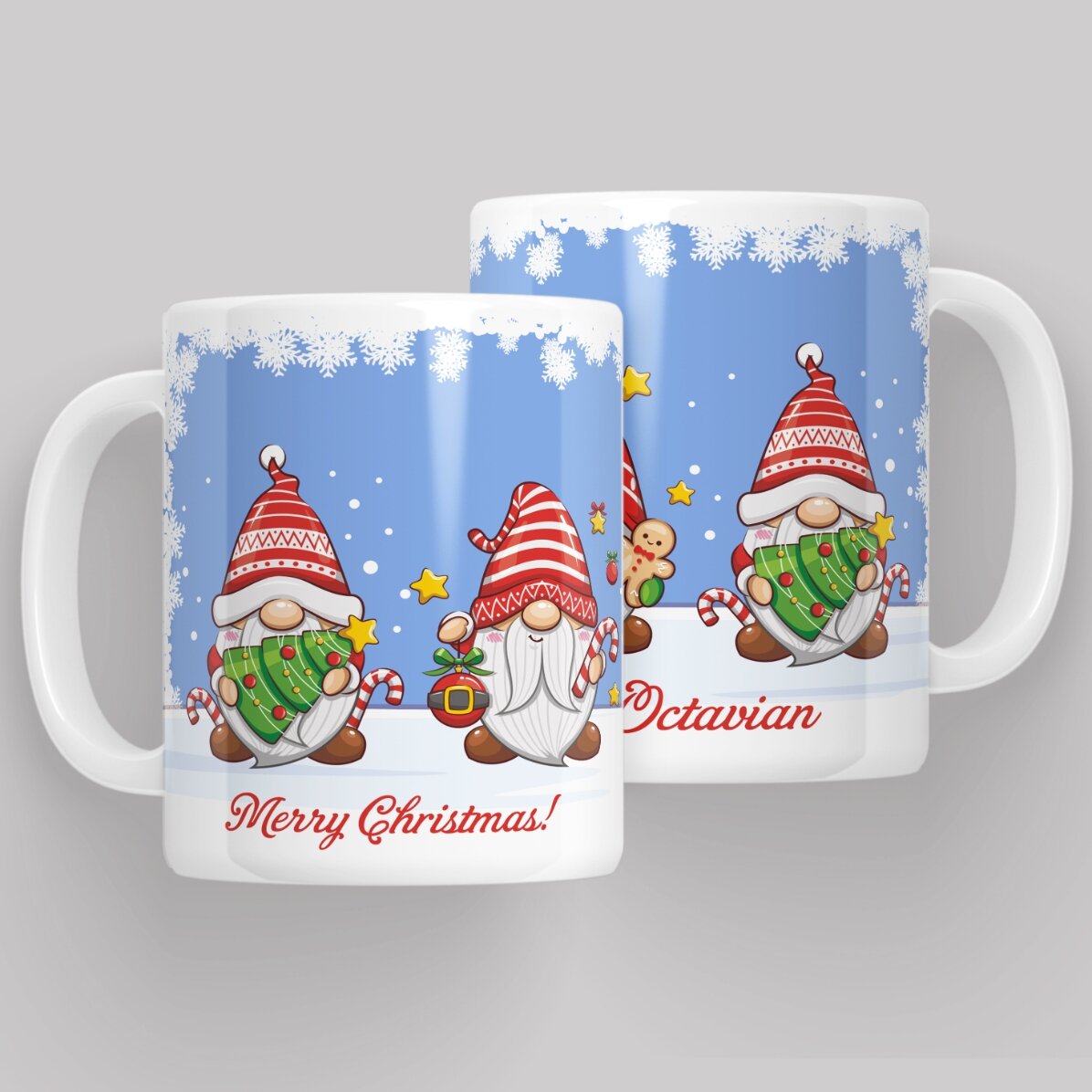 Taza personalizada con texto: Gnomos de Navidad