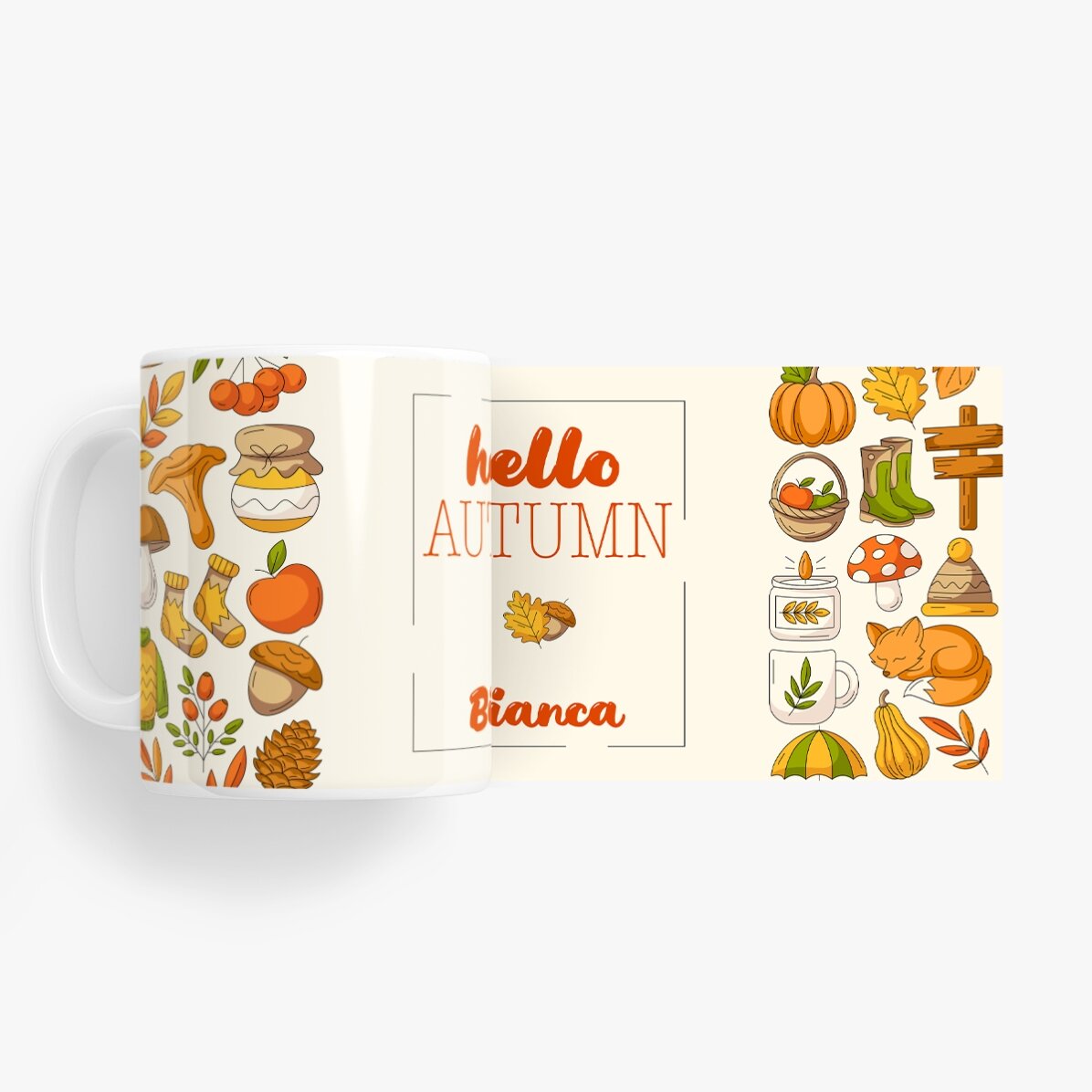 Taza personalizada con texto: «Hello Autumn»