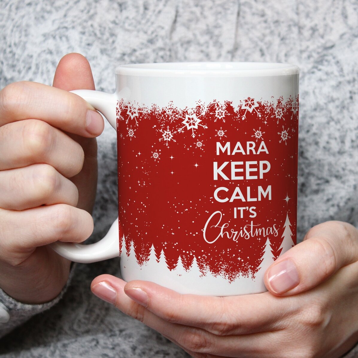 Taza personalizada con texto: «Keep calm for Christmas»