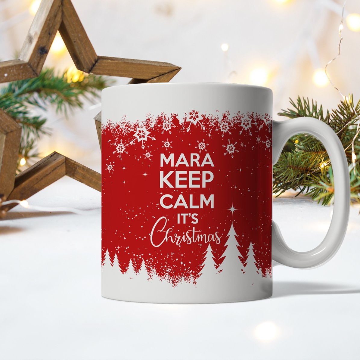 Taza personalizada con texto: «Keep calm for Christmas»